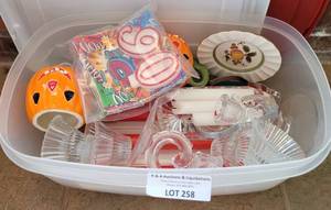 lot 258 image: CANDLE HOLDERS, CANDLES, AND MORE AS SHOWN.