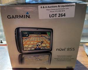 lot 264 image: GARMIN NUVI 855 GPS IN BOX AS SHOWN.