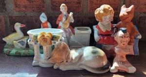 lot 270 image: MINIATURE PORCELAIN FIGURES IN STYLES, COLORS, AND CONDITION SHOWN. MADE IN JAPAN.