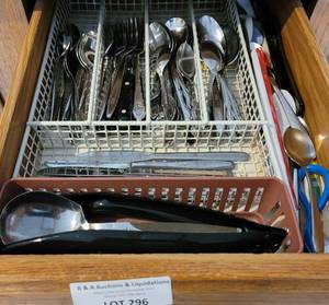 lot 296 image: LOT OF FLATWARE AND MORE AS SHOWN.