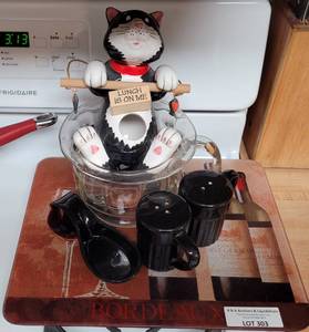 lot 303 image: CUTTING BOARD, SHAKERS AND MORE AS SHOWN.