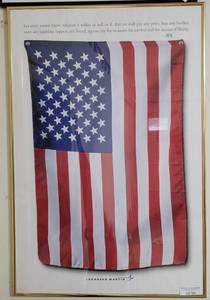 lot 320 image: LARGE FRAMED U.S. FLAG PRINT AS SHOWN.