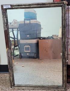 lot 346 image: METAL FRAMED MIRROR AS SHOWN. THIS ITEM IS HEAVY.