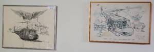 lot 351 image: LOT OF 2 FRAMED MILITARY THEMED PICTURES AS SHOWN.