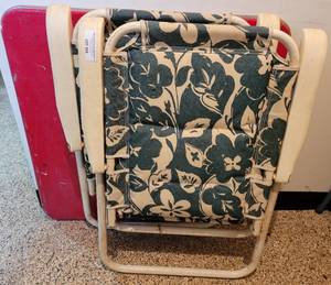 lot 355 image: CARD TABLE AND LOUNGE CHAIRS AS SHOWN.