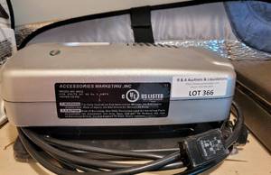 lot 366 image: SLIME AIR COMPRESSOR MODEL 40025 PLUS WINDOW SHADE AS SHOWN.