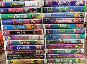 lot 374 image: LOT OF 24 VHS DISNEY MOVIES AS SHOWN.