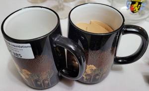 lot 385 image: VINTAGE OTAGIRI TANKARDS (MUGS) IN STYLE, COLOR, AND CONDITION SHOWN.