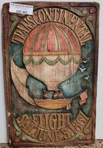 lot 407 image: VINTAGE COMMEMORATIVE TRANSCONTINENTAL FLIGHT WALL DECOR AS SHOWN.