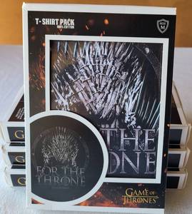 lot 177 image: LOT OF 4 NEW UNOPENED GAME OF THRONES BRANDED T-SHIRT PACKS AS SHOWN. MEDIUM (YOUR BID X 4)