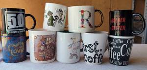 lot 180 image: LOT OF 9 ASSORTED COFFEE MUGS AS SHOWN.