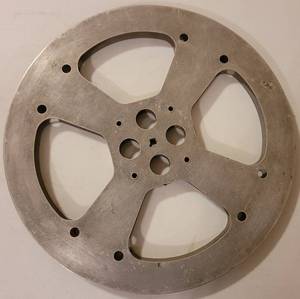 lot 103 image: VINTAGE 16 DIAMETER ALUMINUM MOVIE REEL BY CB - DENVER, COLORADO.