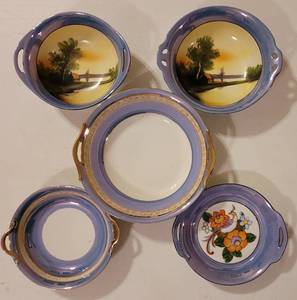 lot 108 image: LOT OF VINTAGE NORITAKE HAND PAINTED DISHES IN VARIOUS SIZES AND STYLES AS SHOWN.