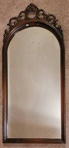 lot 110 image: ANTIQUE SLIM 13.25 W x 29.5 H FRAMED MIRROR IN STYLE, COLOR, AND CONDITION SHOWN.