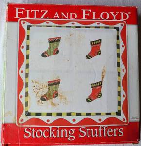 lot 217 image: FITZ AND FLOYD STOCKING STUFFERS IN BOX AS SHOWN.