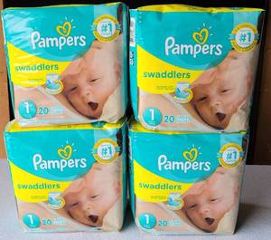 lot 226 image: LOT OF 4 NEW, UNOPENED PACKAGES OF PAMPERS SWADDLERS DIAPERS AS SHOWN. (YOUR BID X 4)