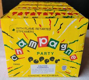 lot 232 image: LOT OF 4 BOXES OF CHAMPAGNE PARTY POPPERS T8502 AS SHOWN. (YOUR BID X 4)