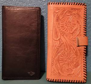 lot 13 image: 1 Docker Leather Wallet and 1 Leather Checkbook Custom Style as shown.