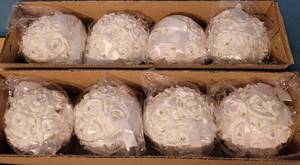 lot 36 image: Lot of 8 Decorative Flower Balls in Packages as shown. (Your Bid x 8)