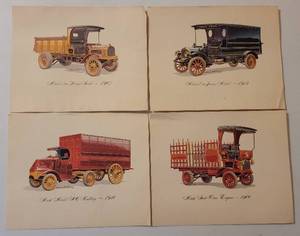lot 38 image: Lot of 4 Antique Mack Truck Prints as shown.