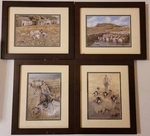 lot 86 image: LOT OF 4 D. STOCKS FRAMED PRINTS AS SHOWN. (YOUR BID X 4)