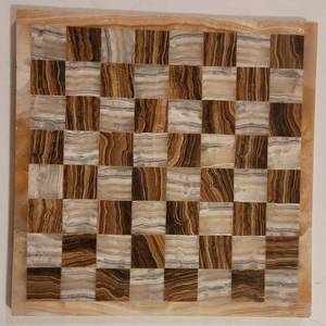 lot 96 image: HEAVY MARBLE 14.25 x 14.25 CHESS-STYLE CUTTING BOARD AS SHOWN.
