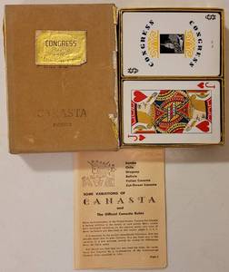 lot 98 image: VINTAGE 1950S CEL-U-TONE CONGRESS PLAYING CARDS WITH ORIGINAL BOX AS SHOWN.