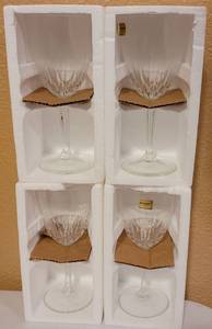 lot 99 image: LOT OF 4 LUMINARC CRYSTAL GOBLETS AS SHOWN.(YOUR BID X 4)
