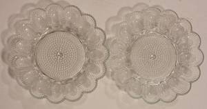 lot 100 image: LOT OF 2 VINTAGE DEVILED EGGS GLASS PLATTERS AS SHOWN. (YOUR BID X 2)
