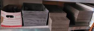 lot 127 image: ELFA SHELVING SYSTEM WITH MESH BASKETS AND HARDWARE AS SHOWN. DISASSEMBLED.