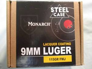 lot 16 image: 200-Rounds Of - Monarch 9-MM LUGER, Lacquer coated, Steel Case, 115-Grain, FMJ Cartridges