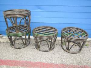 lot 111 image: Pier 1 imports bamboo plant stands, 14 wide x 18 tall, 4 total