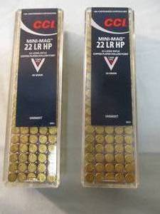 lot 72 image: 2- 100-Rounds Of CCI- Mini-Mag, 22-LR-HP, 36-Gr. Copper Plated Hollow Point, 1260-FPS, Varmint Cartridges