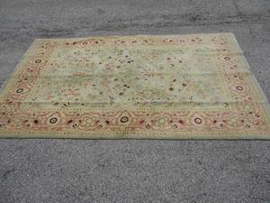 lot 25 image: 6-Ft x 9-Ft.-100 % Genuine Hand Knotted Woolen Oriental  Rug  Carpet Of Pakistan, From Saleem Carpets,  Made in Pakistan.