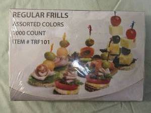 lot 31 image: NEW  5-Boxes of 1000 ea, Sani-sure assorted colors regular frills toothpicks, Item # TRF101