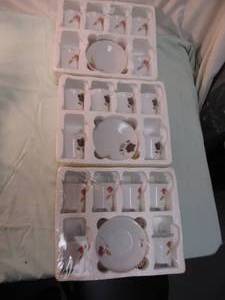 lot 87 image: 3-New,  6-Piece Chocolate Cup And Saucer Sets. 3-Different Designs
