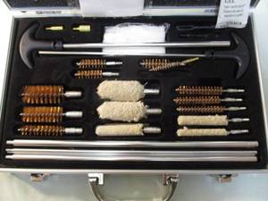 lot 88 image: NIB-126 Pieces Gun Cleaning Kit Set And Extra Cleaning Patches Fit For Pistol, Rifle, Shotgun, In Aluminum Caring Case.