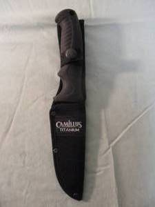 lot 96 image: Camillus Titanium Full Tang-Gut Hook Knife With Shefte.