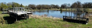 lot 4 image: Floating Aluminum Dock, 4 Pieces Total This is a bolt together dock including the fishing deck.