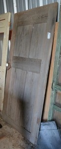 lot 62 image: Vintage Solid Wood 4 Panel Door 36x78 with Vintage Lock and Porcelain Knob
