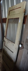 lot 63 image: Vintage Wood Entry Door with Top Glass Panel  32x78