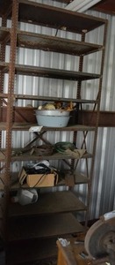 lot 64 image: 10 Shelf Metal Shelving Unit and contents  36x99x18