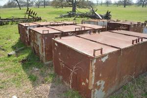 lot 189 image: 3 Commercial Smokers, 4 Bay, 4 Rack, 4x8x3 each section  (8 ft x 16 ft together, connected by metal rail with wire mesh in between)