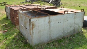lot 3 image: 3 Commercial Smokers in one Unit, 4 Bay, 4 Rack, 4x8x3 each section  (8 ft x 16 ft together, connected by metal rail with wire mesh in between)