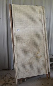 lot 136 image: 3 Panels of Peg Board and Shelf Brackets,  33x72 each