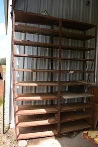 lot 138 image: 2 Metal Shelves and Contents, 36 x99 x18 each