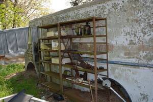 lot 215 image: Metal Shelves by Bread Truck and its Contents (4 x 15 x 63 Each), 2 Total