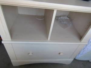 lot 211 image: Two white 2 tier shelves  1 filing drawer 31x32x21