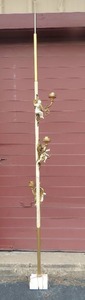 lot 19 image: Mid century tension floor lamp with figural cherub light sconces and gilded brass accents 107 tall