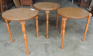 lot 40 image: Mid century wood nesting  stacking tables 15x18
